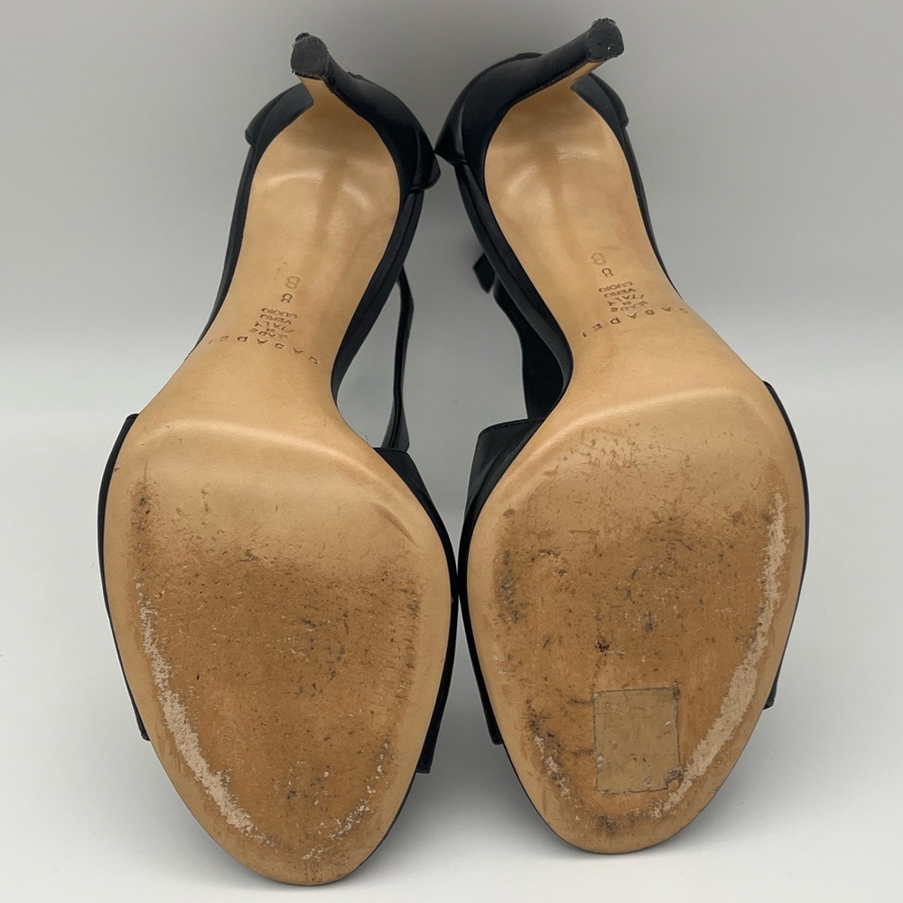 Casadei - Black Nappa Leather Open Toe Heels - Cut Out Design & Zipper Closure - Picture 8 of 11